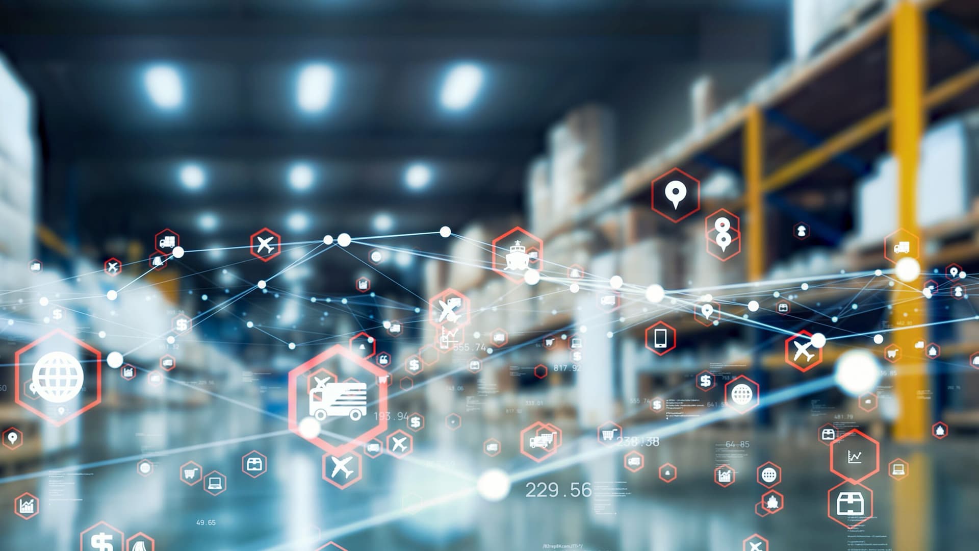 Distribution center and communication network concept.
